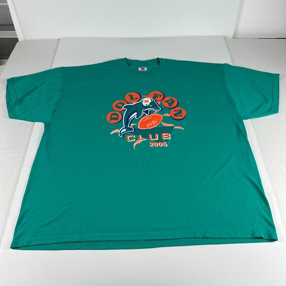 Y2K 2005 Miami Dolphins Football Club Shirt Extra Extra Large Green 90s Logo Tee - Picture 1 of 12